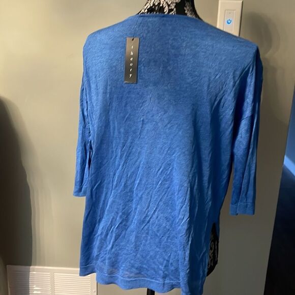 Theory Beylor C Marina Blue Linen Top - Picture 2 of 3